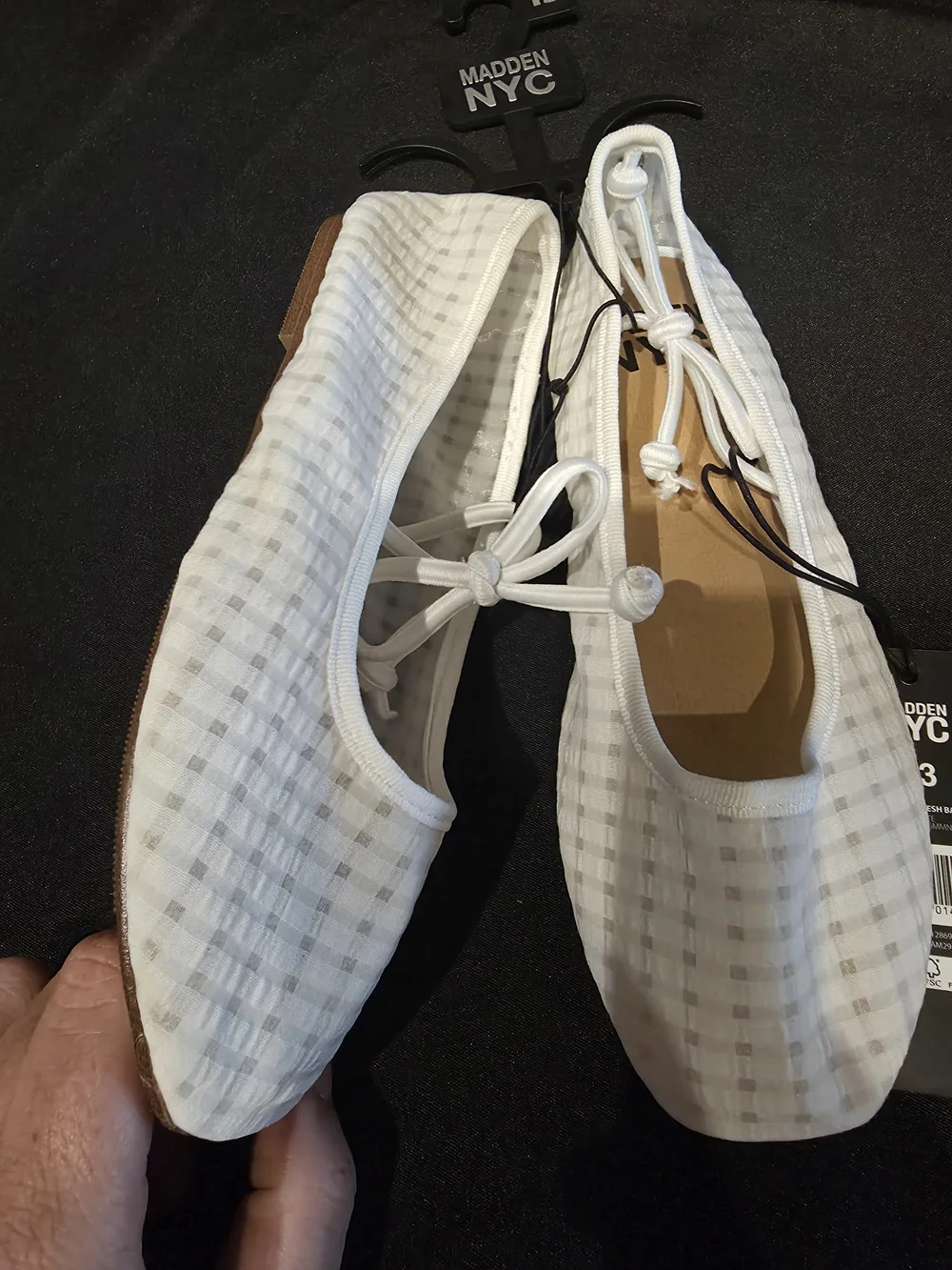 Little Girls White Gingham Ballet Flat US Size Kids 13